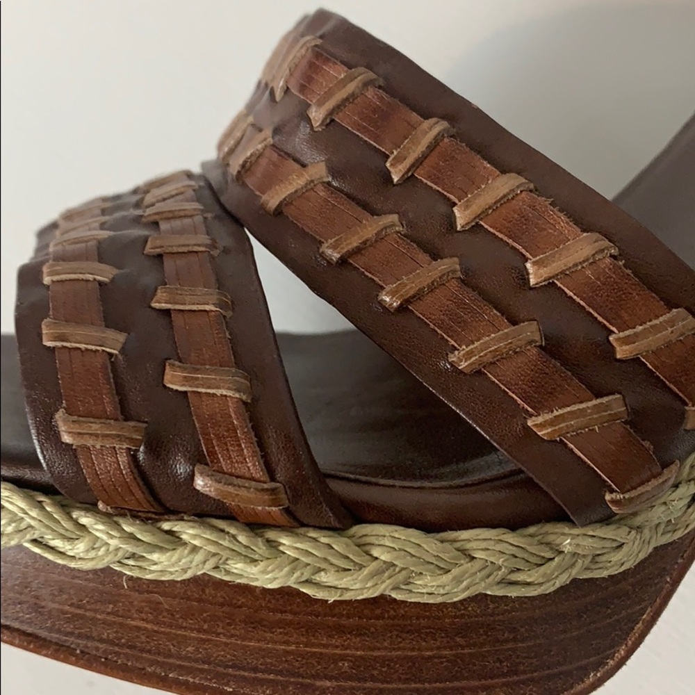 COLE HAAN Leather, Ankle Wrap Fall Heel Sandals EC - Picture 2 of 8